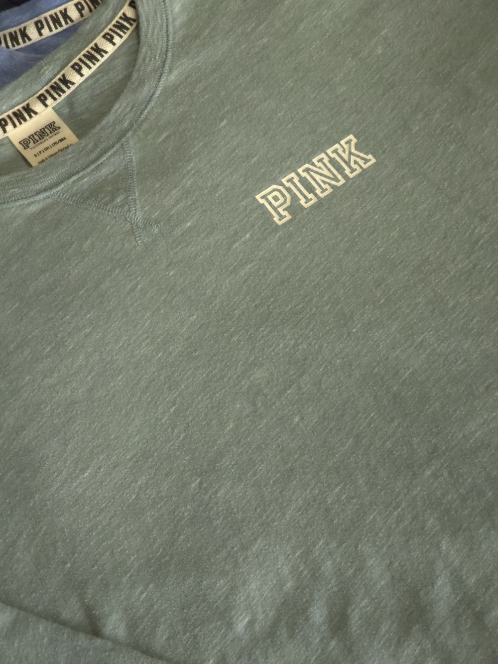 Vintage 2000s Victoria's Secret PINK Heather Green Logo Crewneck Sweatshirt
